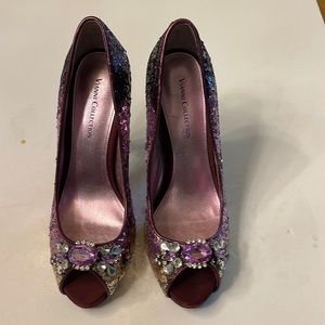 Vianni Collection Heels, Sequence, Jeweled, Size 8